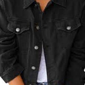 Mila & Tiff Stylish Cropped Black Denim Jacket for Women Size L